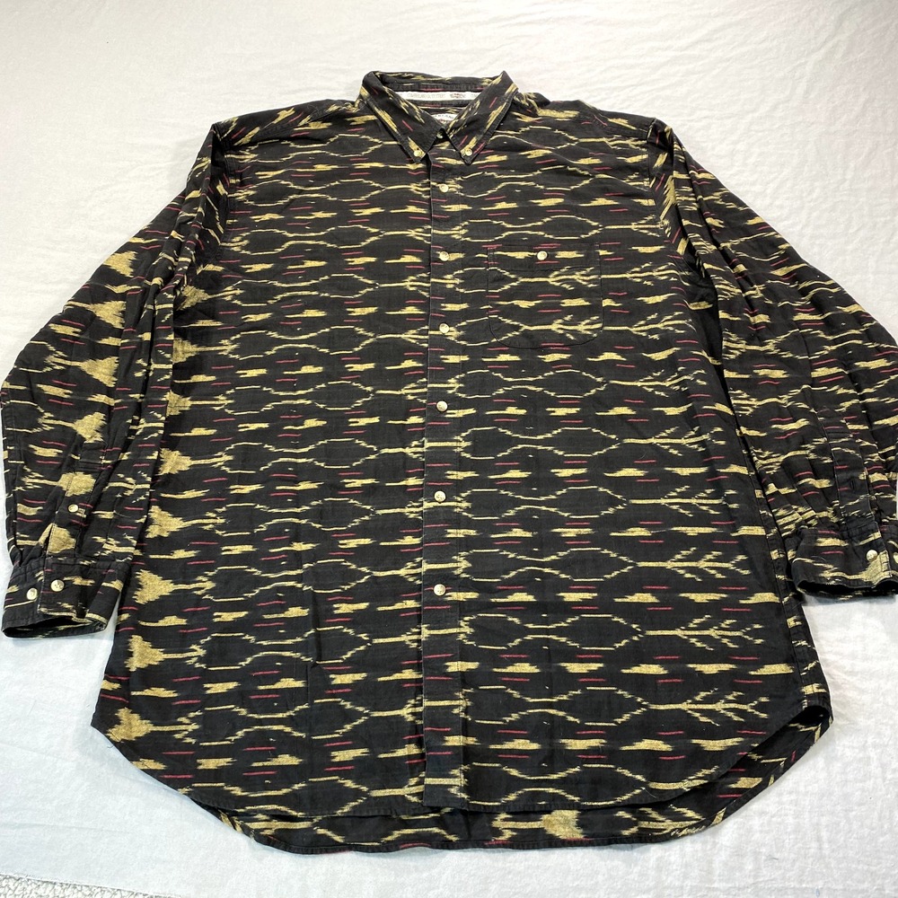 VINTAGE Cumberland Outfitters Shirt Mens XXL 2XL Black Button Up Western Aztec